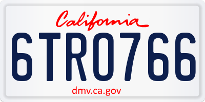 CA license plate 6TRO766