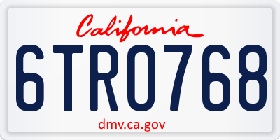 CA license plate 6TRO768