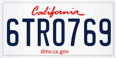 CA license plate 6TRO769