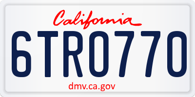 CA license plate 6TRO770