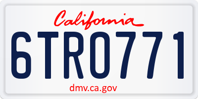 CA license plate 6TRO771