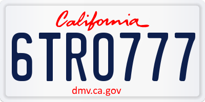 CA license plate 6TRO777