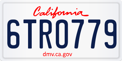 CA license plate 6TRO779