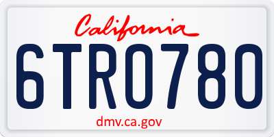 CA license plate 6TRO780