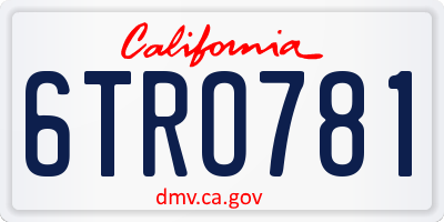 CA license plate 6TRO781