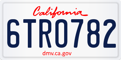 CA license plate 6TRO782