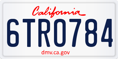 CA license plate 6TRO784