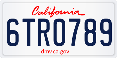 CA license plate 6TRO789