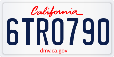 CA license plate 6TRO790