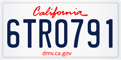 CA license plate 6TRO791