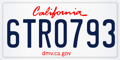 CA license plate 6TRO793