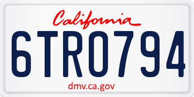 CA license plate 6TRO794