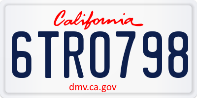 CA license plate 6TRO798