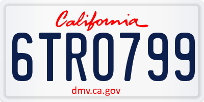 CA license plate 6TRO799