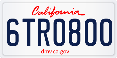 CA license plate 6TRO800