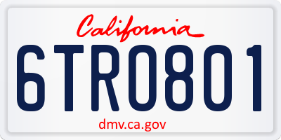 CA license plate 6TRO801