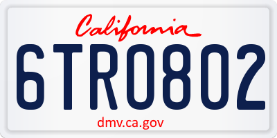 CA license plate 6TRO802