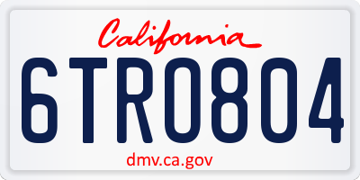 CA license plate 6TRO804