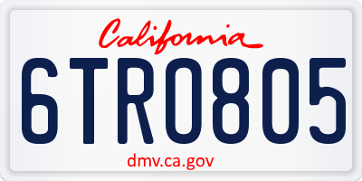 CA license plate 6TRO805