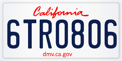 CA license plate 6TRO806