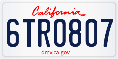 CA license plate 6TRO807