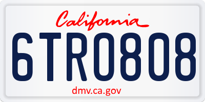 CA license plate 6TRO808