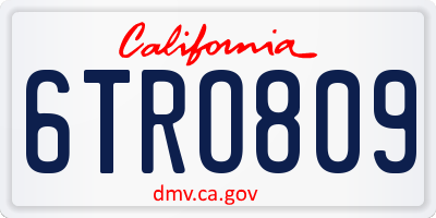 CA license plate 6TRO809