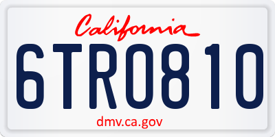 CA license plate 6TRO810