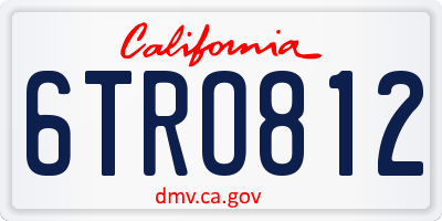CA license plate 6TRO812