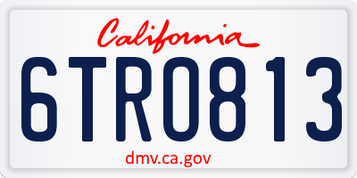 CA license plate 6TRO813