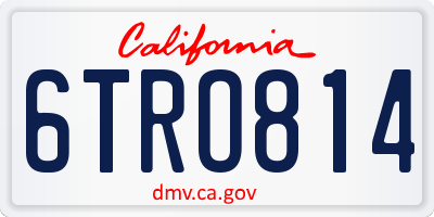 CA license plate 6TRO814