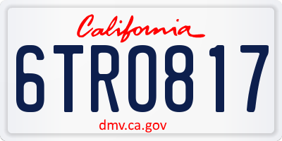 CA license plate 6TRO817