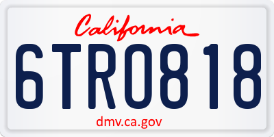 CA license plate 6TRO818