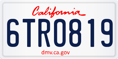 CA license plate 6TRO819