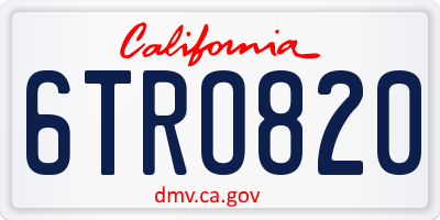 CA license plate 6TRO820