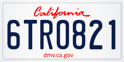 CA license plate 6TRO821