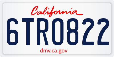 CA license plate 6TRO822