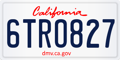 CA license plate 6TRO827