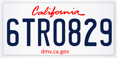 CA license plate 6TRO829