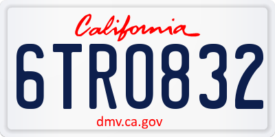 CA license plate 6TRO832