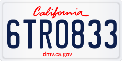CA license plate 6TRO833
