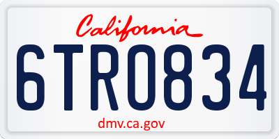 CA license plate 6TRO834