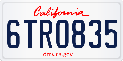 CA license plate 6TRO835