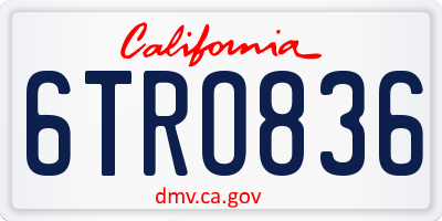 CA license plate 6TRO836