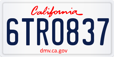 CA license plate 6TRO837