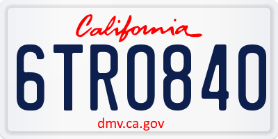 CA license plate 6TRO840