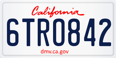 CA license plate 6TRO842