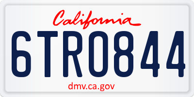 CA license plate 6TRO844