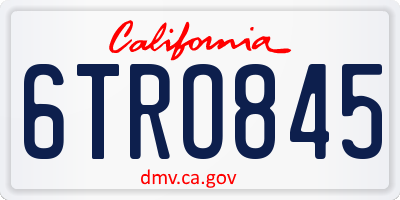 CA license plate 6TRO845