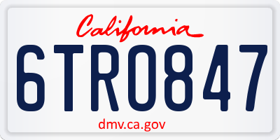CA license plate 6TRO847